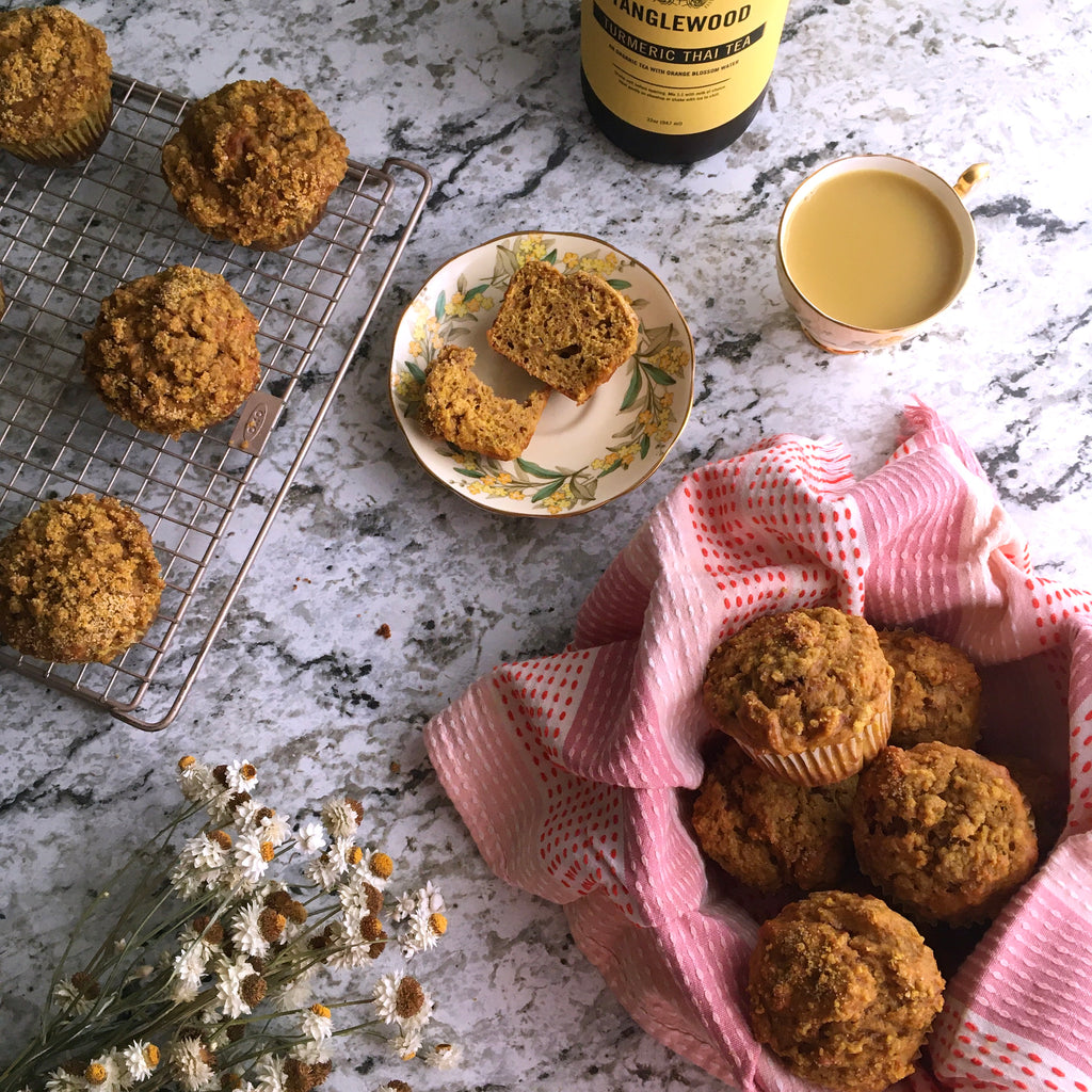 Strawberry & Turmeric Thai Tea Jam Bakery Style Muffins