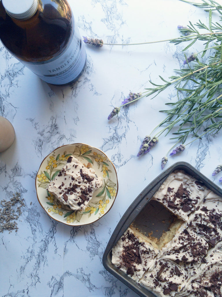 Make this super-easy Lavender Fog-soaked sponge cake at home using Tanglewood tea!